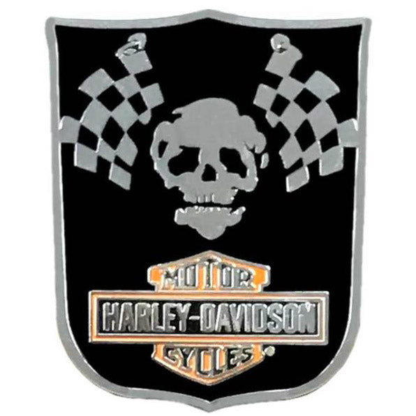 Racing Skull B&S Logo Metal Pin, Silver & Black Finishes 8009540