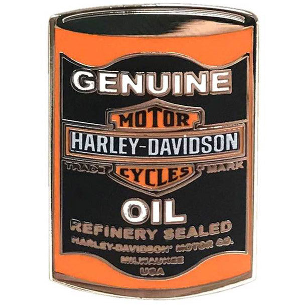 Genuine B&S Oil Can Pin - Black/Orange, Silver Finish 8009489