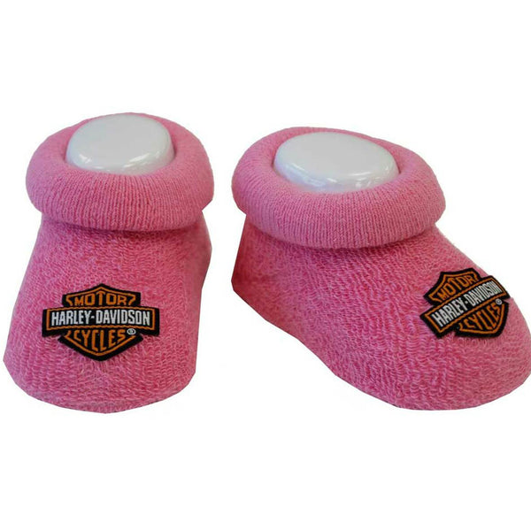 Harley-Davidson Baby Girls' Boxed Stretch Terry Booties, Pink S9LGL20HD