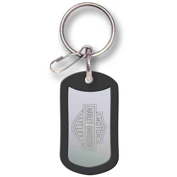 Bar & Shield Metal Rubber Tag Key Chain P4286