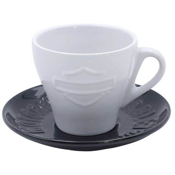 Silhouette Bar & Shield Ceramic Cup & Saucer HDX-98619