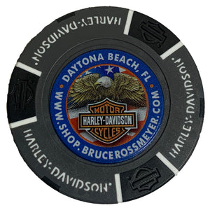 Bruce Rossmeyer's Daytona Harley-Davidson Online Exclusive Willie G W/Flag Poker Chip, Gray/Black