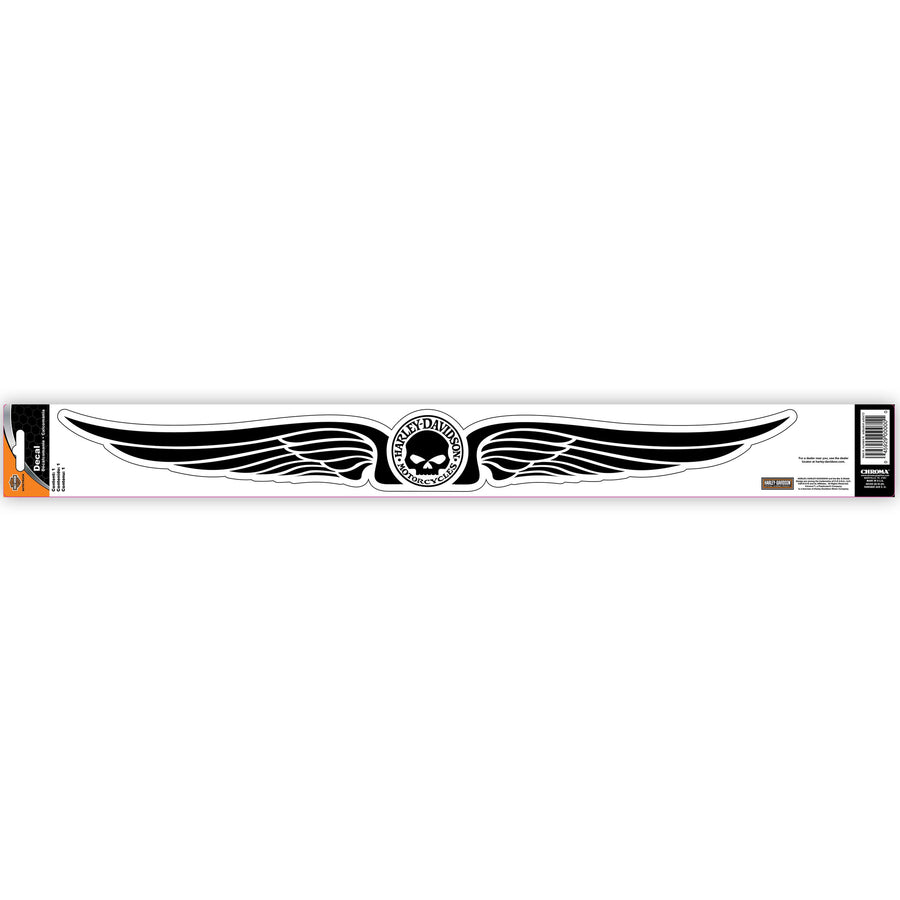 Winged Willie G Skull Cut To Shape Decal  Black & White CG33401