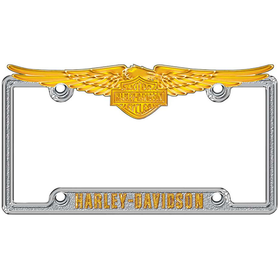 Harley-Davidson Chrome/Gold Eagle License Plate Frame CG6065