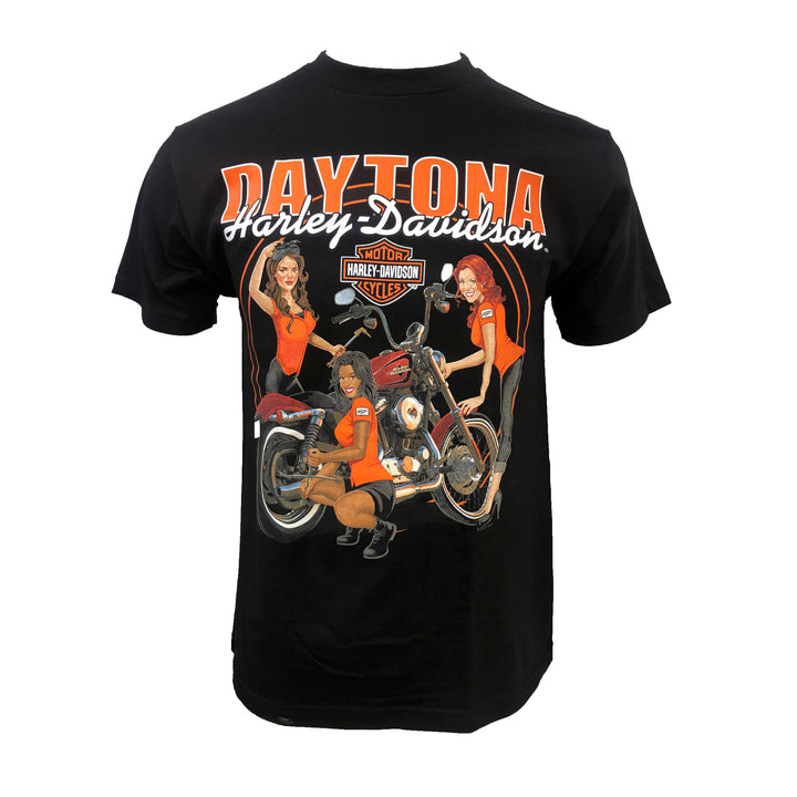 Harley-Davidson Daytona Custom Mechanic Girls Men's Blue S/S  Dealer Tee