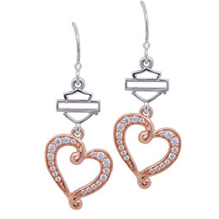 Women's Rose Gold Plated & Silver Bling Heart Earring HDE0440