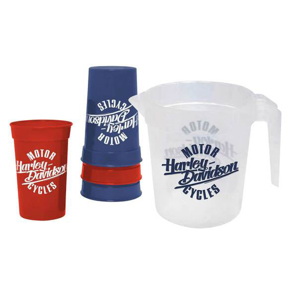 Motorcycle Graphics Plastic Pitcher & Plastic Cups Drink Set HDL-18811