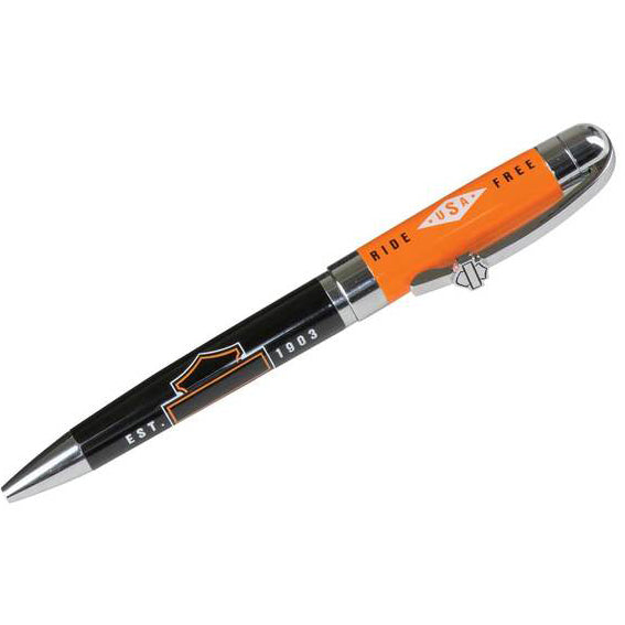 Harley-Davidson Ride Free Black Ink Pen w/ Orange Gift Box - HDL-20115