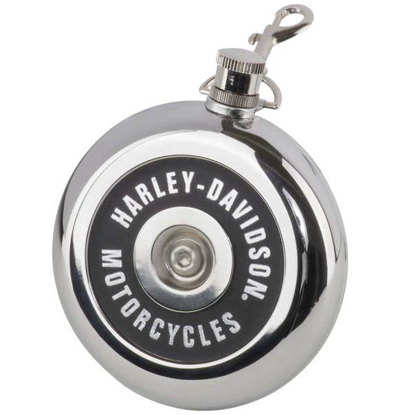 Harley-Davidson Air Cleaner Style Round Flask Silver Stainless Steel HDX-98506
