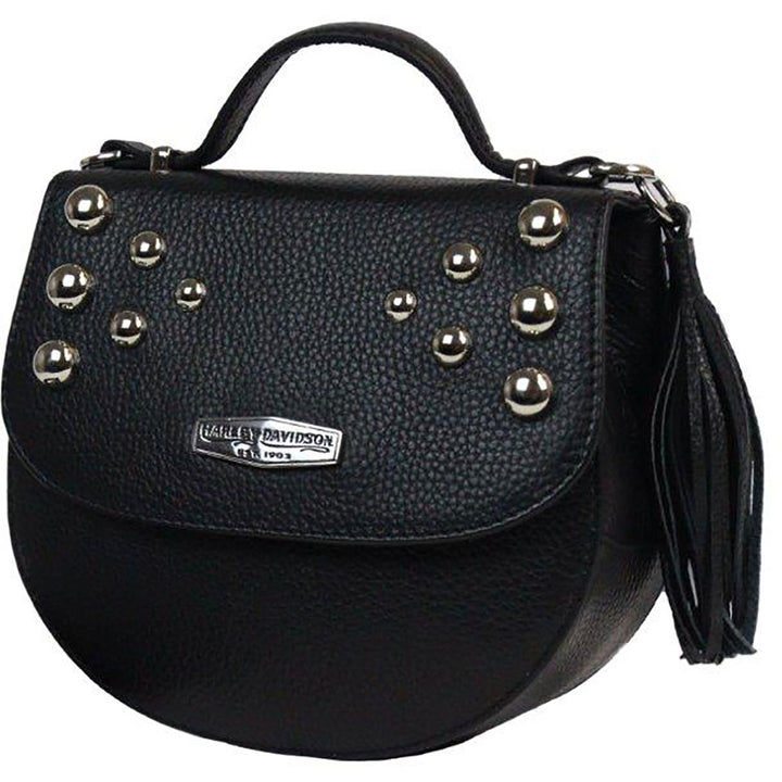 Harley-Davidson Women's Ombre Effect Studded Leather HOBO Purse - Gray &  Black