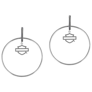 Harley-Davidson Women's Bar & Shield Stick Post Circle Steel Earrings, HSE0001-4