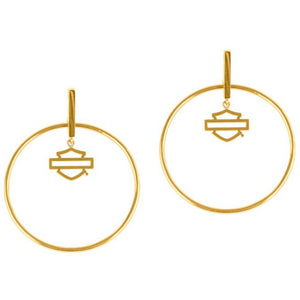Harley-Davidson Women's Bar & Shield Stick Post Circle Steel Earrings, HSE0001-4