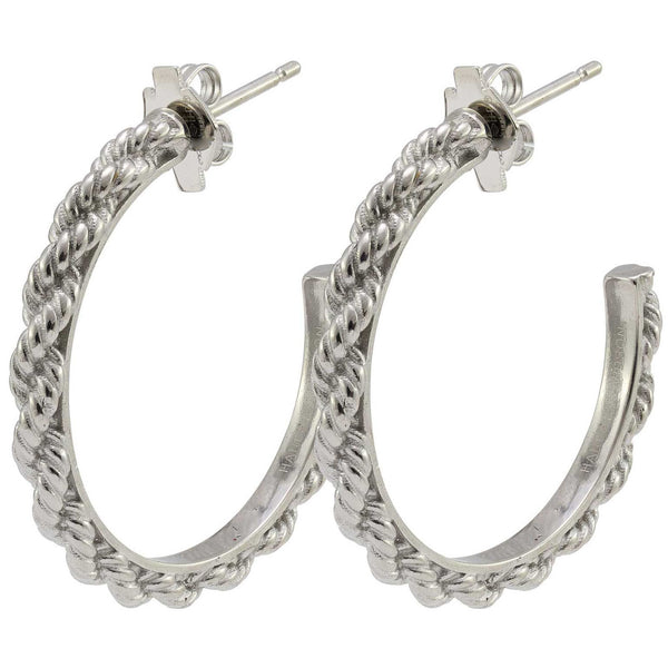 Harley-Davidson Women's Sculpted Rope Small Hoop Earrings, Stainless Steel, Silver, HSE0021