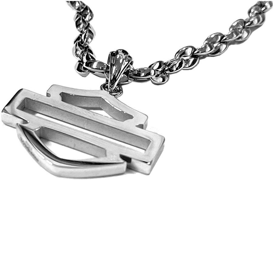 Harley-Davidson Men's Outline B&S Logo Necklace, Silver Stainless Steel HSN0064