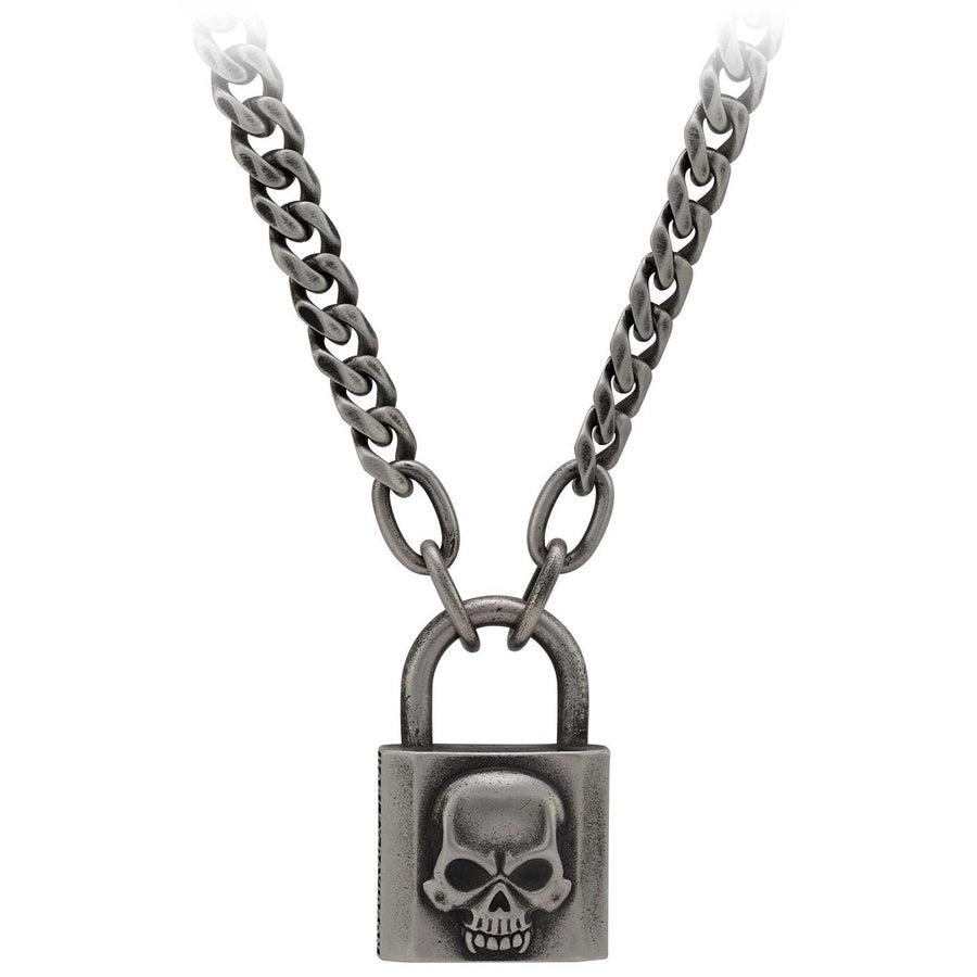 Harley-Davidson Men's Deadlock Skull Padlock Chain Necklace Stainless Steel HSN0091