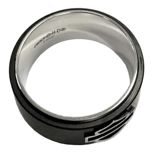 Harley-Davidson Men's Bar & Shield Black Steel Band Ring HSR0001