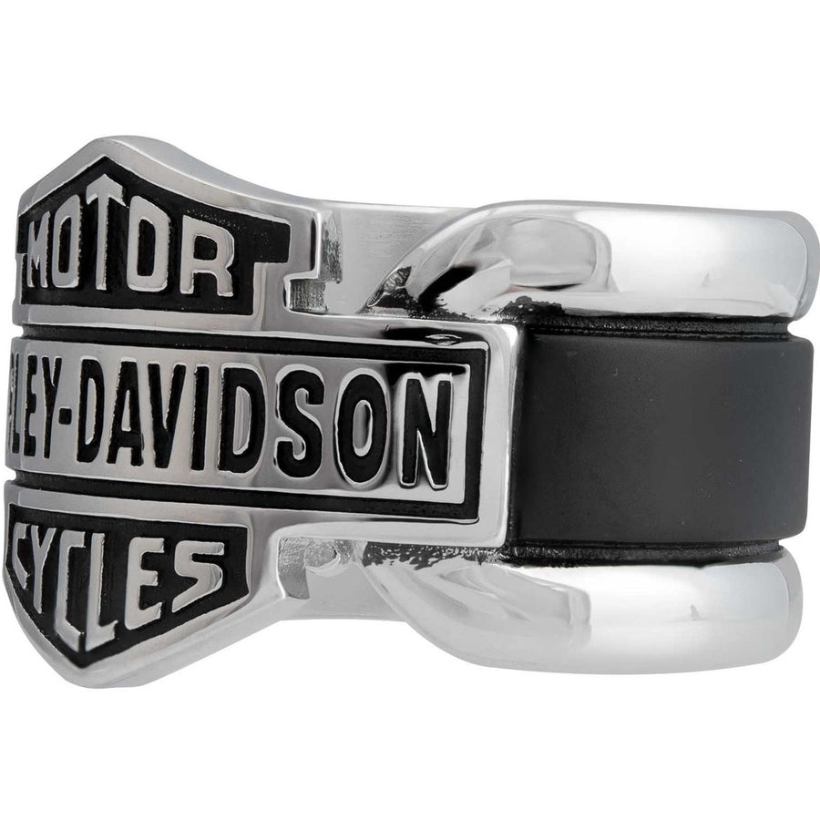 Harley-Davidson Men's Vintage Bar & Shield Striped Ring, Stainless Steel, HSR0102