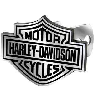 Harley-Davidson Bar & Shield Logo Hitch Plug Cover, Silver Brushed PL2238
