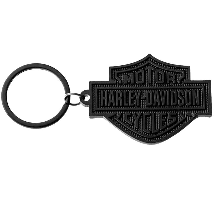 Harley-Davidson Bar & Shield Knurled Pattern Key Chain, Metal, Black, PL4536