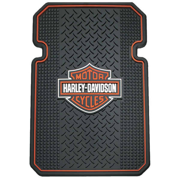 Harley-Davidson Bar & Shield Universal-Fit Molded Front Set of 2 Floor Mats Black/Orange P1539