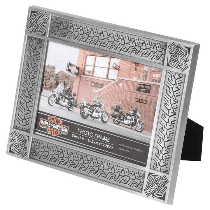 Harley-Davidson Tire Tread Tin Plated Picture Frame -Holds 5 x 7 Photo HDX-99171