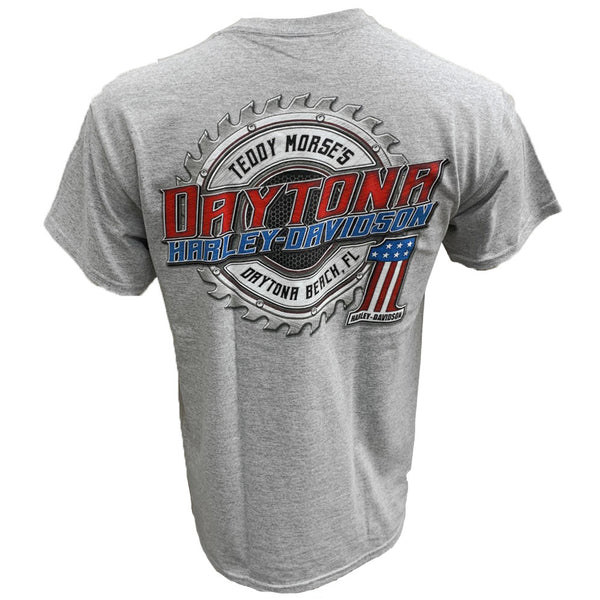 Men's Daytona Harley-Davidson Bike Week 2023 Racing Rebel Short Sleeve Shirt, Gray 5XL