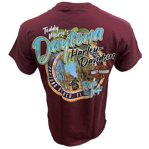 Teddy Morse's Daytona Harley-Davidson Exclusive Ride The Loop Men's Short Sleeve Shirt, Maroon