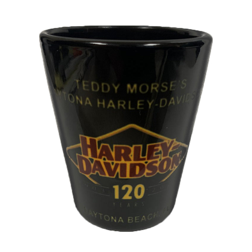 Harley-Davidson 120th Anniversary Ceramic Short Shot Glass, Black